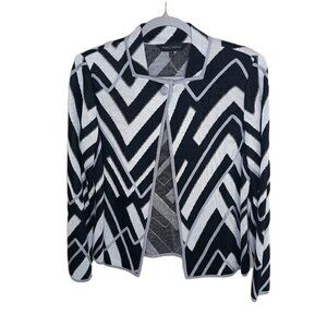 NWT Ming Wang Herringbone Print Jacket S Office Work Closet Staple Quiet Luxury